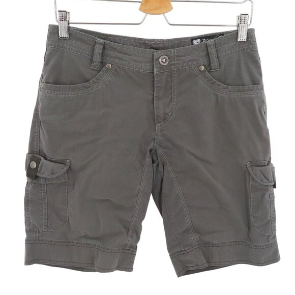 Kuhl Womens 6 Gray Cargo Shorts Hiking Outdoors Cotton 10.25in Inseam Pockets - Picture 1 of 11